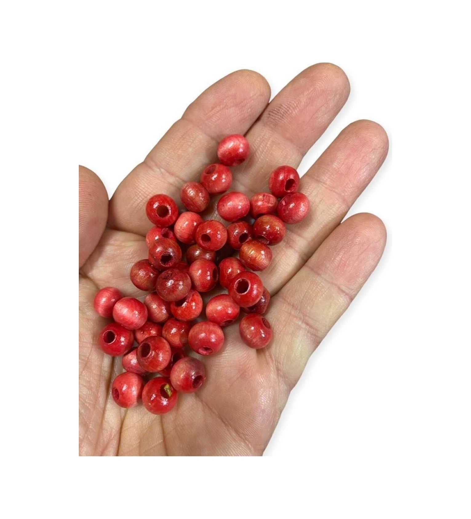 8 Mm Ahşap Boncuk Kırmızı 200 Adet -
