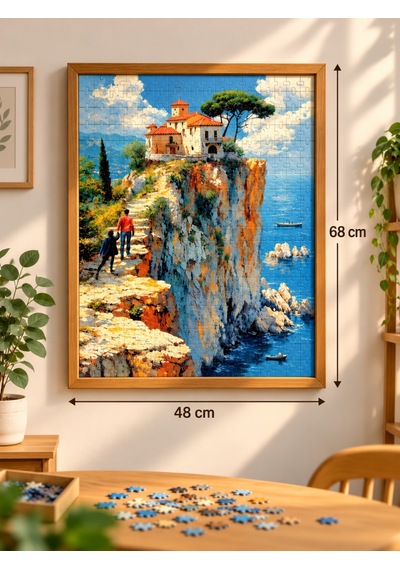 1000 Parça Tepedeki Ev Puzzle 48 X 68 Cm Yüksek Baskı Kaliteli Eğlenceli Puzzle