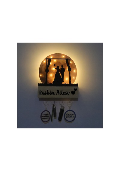 Led Işıklı Pleksi Dolunay Kişiselleştirilebilir Biblo Wedding Gelin Damat Anahtar Askılığı Sarı - 737346274