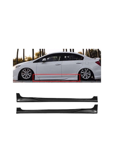 Honda Civic Fb7 Custom Yan Marşpiyel Seti Plastik 2 Adet Mat Siyah 2012 2013 2014 2015 2016 Karlık+ek+bodykit