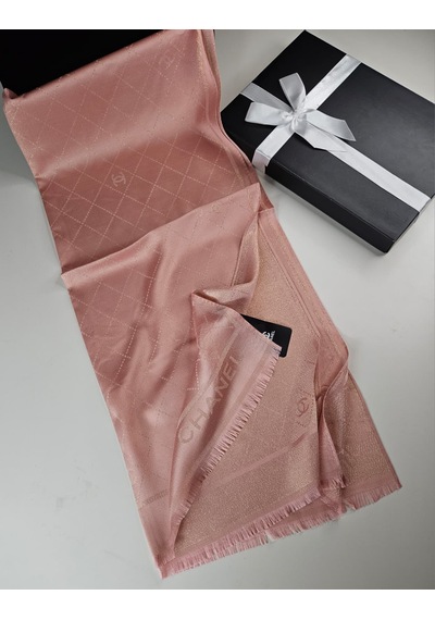 Miorel Scarfs Chnl Tema Simli Kaşmir İpek Şal Scarfs Cashmere Shawl Hijab Yeni Sezon Pudra
