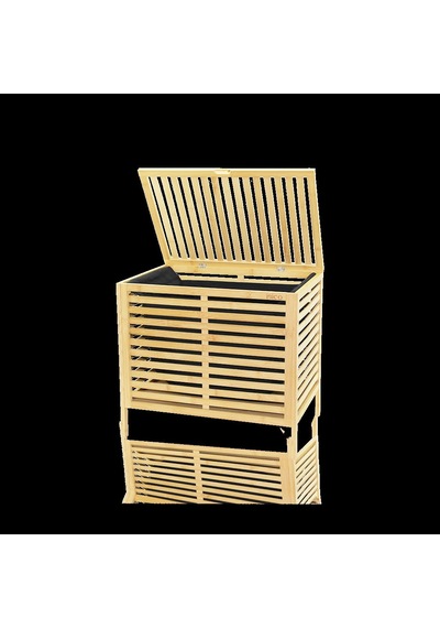 Kalın Bambu Çamaşır Sepeti 50x38x55 Cm Kumaş Torbalı Diğer