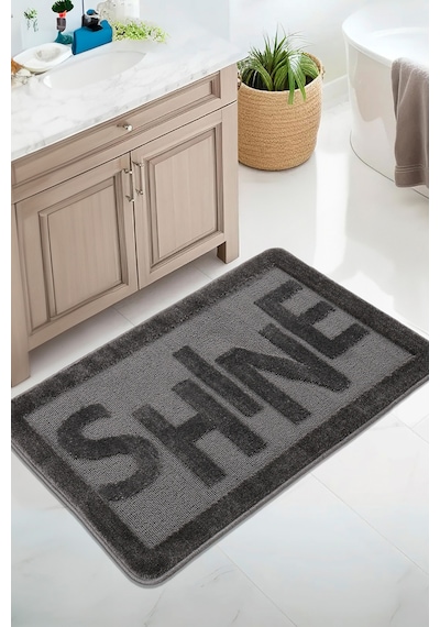 Doğal Kaymaz Taban Banyo Paspas Uzun Ömürlü Yumuşak Dokulu Su Emici Yıkanabilir Shine 60x100 Antrasit
