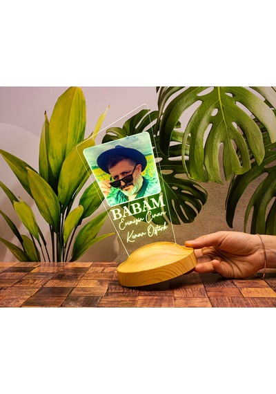 Babaya Hediye, Resimli , Babalar Günü Hediyesi, Babama Hediye,fotoğraflı Renkli 3d Led Lamba