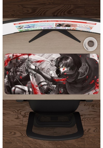 Levi Ackerman Anime V3 - 70x30 Xl Gaming Kauçuk Kaymaz Taban Mouse Pad Fare Altlığı