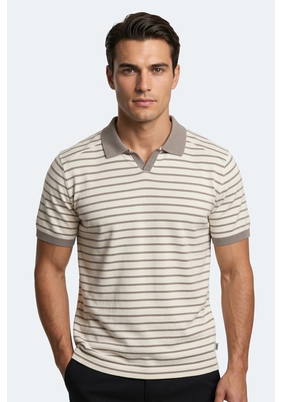 Slazenger Zoll Erkek Polo Yaka Beyaz / Kahve Tişört