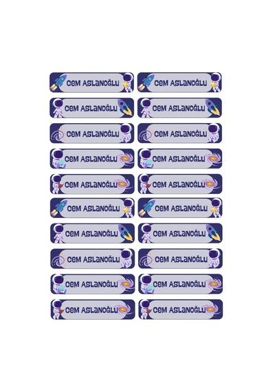 Kişiye Özel 20 Adet Astronot Ve Uzay Temalı Kitap Etiketi - A4 Parlak Kuşe Sticker Diğer