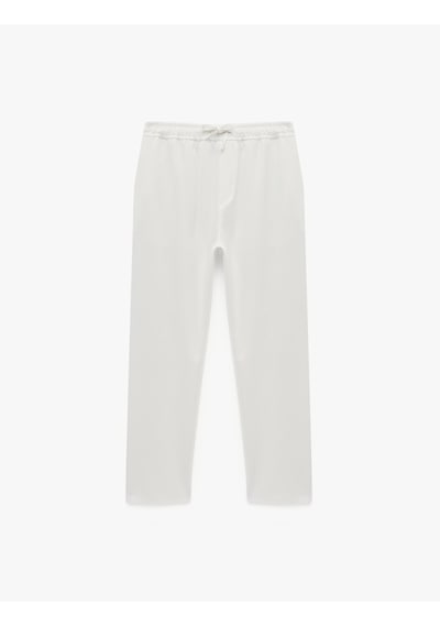 Koton Regular Fit Cepli Beli Bağcıklı Kumaş Pantolon Ekru 6sam40014hw Ekru