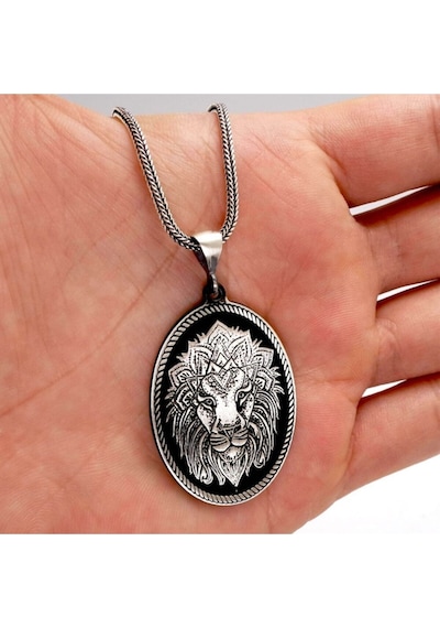 Aslan Modeli Erkek Gümüş Kolye Zincir