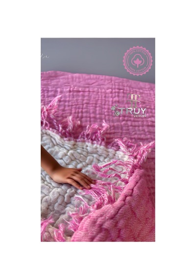 %100 Pamuklu Tek Kişilik Müslin Pike Fuşya Pembe