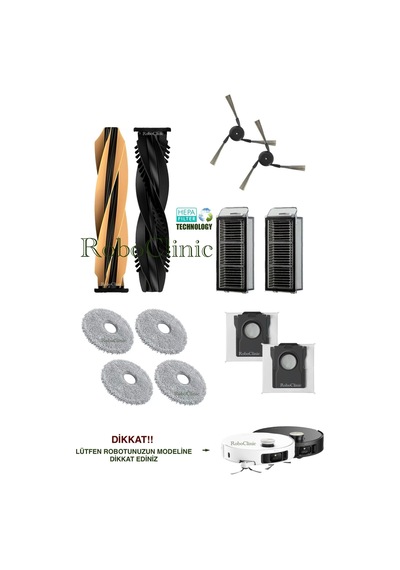 Dreame X50 Ultra Complete Robot Süpürge Uyumlu Yedek Toz Torba, Fırça, Filtre, Mop 12 Parça