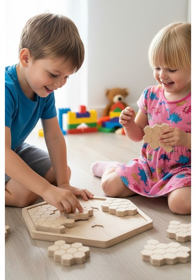Ahşap Eğitici Petek Puzzle Model Yapboz