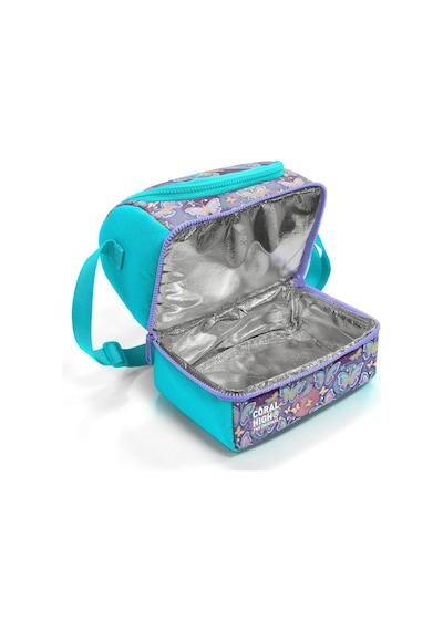 Coral High Kız Çocuk Pastel Renkli Kelebek Desenli İki Katlı Okul Beslenme Çantası 37203 Turkuaz