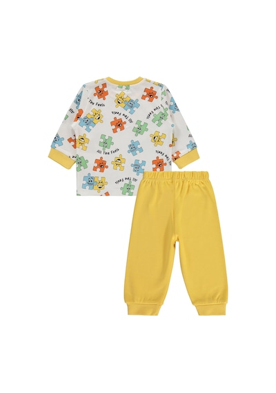 Civil Baby Puzzle Baskılı 6-18 Ay Pijama Takımı - Sarı