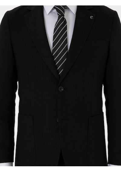 Cacharel Siyah Slim Fit Keten Karışımlı Takım Elbise Cacharel Siyah Slim Fit Keten Karışımlı Takım Elbise
