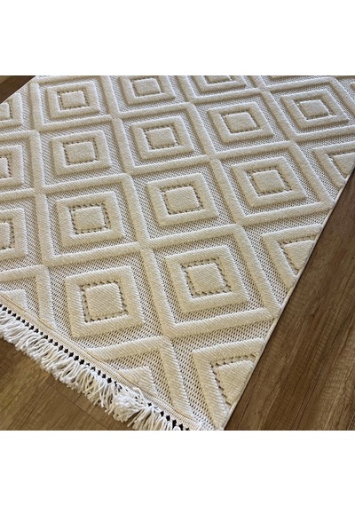 Hoom Rugs Design 1089 Krem Yumuşak Dokulu İskandinav Halı Krem