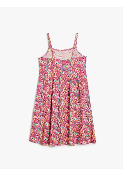 Koton Elbise İnce Askılı Çiçek Desenli Pembe Desenli 4skg80207aw Pembe Desenli Pembe
