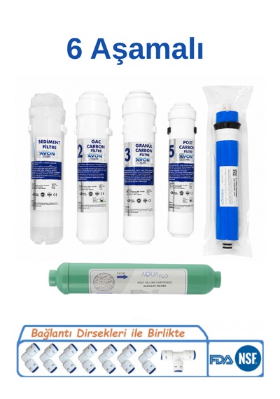 Avon Class 6 Aşamalı Kapalı Kasa Su Arıtma Filtre Seti Vontron Membranlı Sediment, Gac Karbon, Granül Karbon, Post Karbon  Ro Membran Filtre Seti
