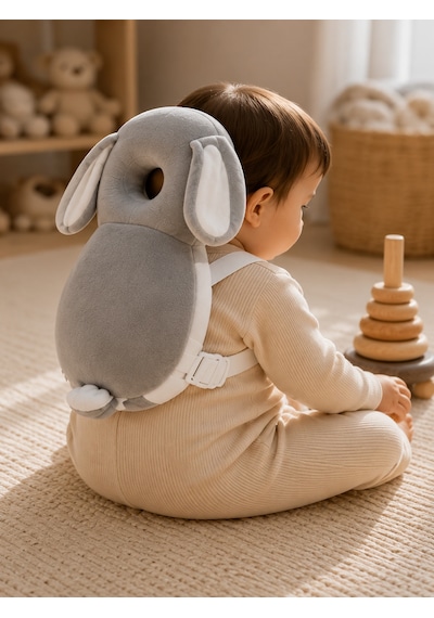 Teknor Bebek Kafa Koruma Yastığı Tavşan Model 20x30 Ebat Gri