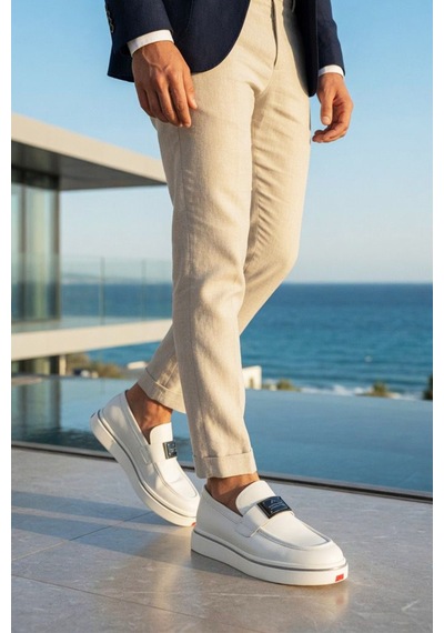 Marcomen Erkek Rugan Casual Ayakkabı 23251 Beyaz