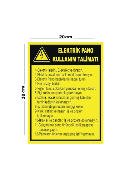Metal Elektrik Pano Kullanım Talimatı 20cm X 30cm A4 Büyüklüğünde Uyarı Levhası Yönlendirme Tabelası