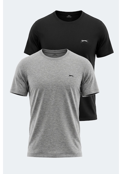 Slazenger Rosalva 2 Li Set Erkek Tişört Siyah - Gri
