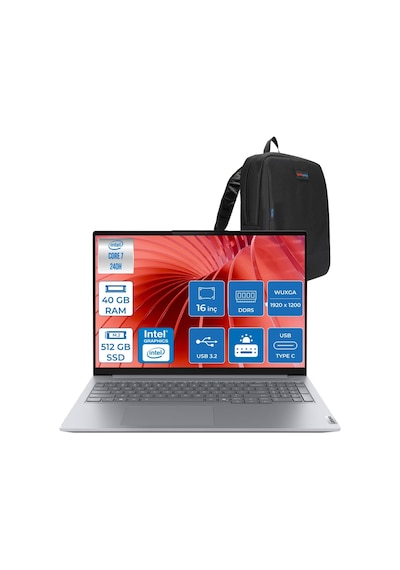 Lenovo ThinkBook 16 G8 IRL 21SH009GTXH13 Core 7 240H 40 GB 512 GB SSD 16" W11H Dizüstü Bilgisayar + Zetta Çanta