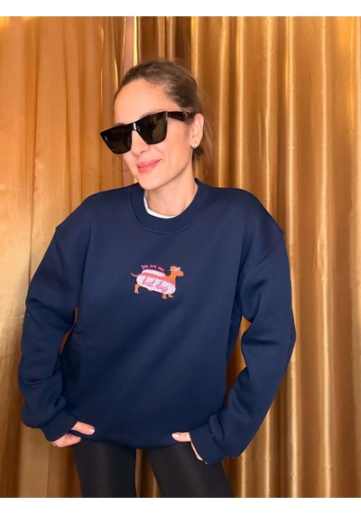 Ali Butik Lacivert Dog Nakış İşlemeli Şardonlu Sweatshirt Lacivert