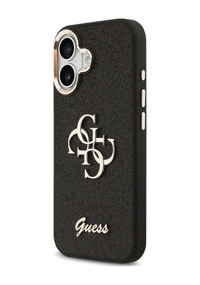 Apple Uyumlu iPhone 17 Kılıf Guess Lisanslı 4g Büyük Metal Kamera Çerçeveli Ve Logolu Glitter Kapak Siyah