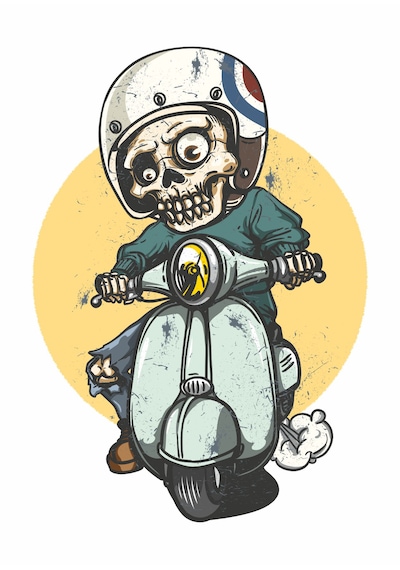 Vespa Scooter Kuru Kafa Sticker - Araba Oto Motosiklet Karavan Sticker - 00012 15x11 Cm