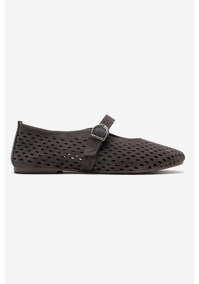 Luvishoes Arian Füme Süet Hakiki Deri Delikli Kadın Babet Ayakkabı Füme