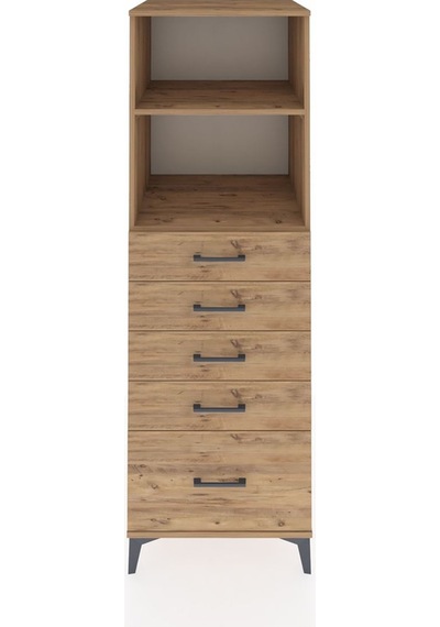 Kronos Dolap 2 Raflı 5 Çekmeceli 60x59x182 Çam-çam Çam