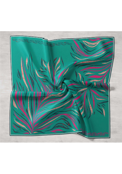 Silk Home Yeşil Pembe Desenli Tivil İpek Eşarp 11432-36 Çok Renkli