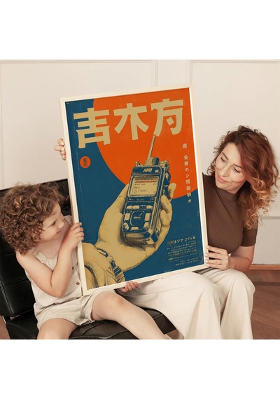 Vintage El Radyosu Retro Japon Tarzı Dijital Poster İndirme