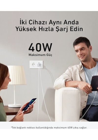 Anker 521 Nano Pro 40w Usb-c Şarj Cihazı - Beyaz - A2038 Anker Türkiye Garantili