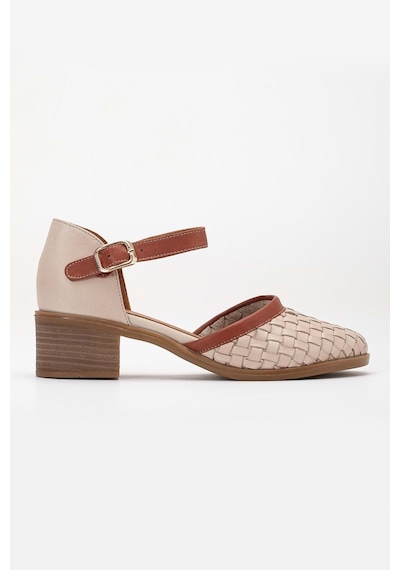 Analin Shoes Kadın Hakiki Deri Burnu Kapalı Örgülü Sandalet Bej