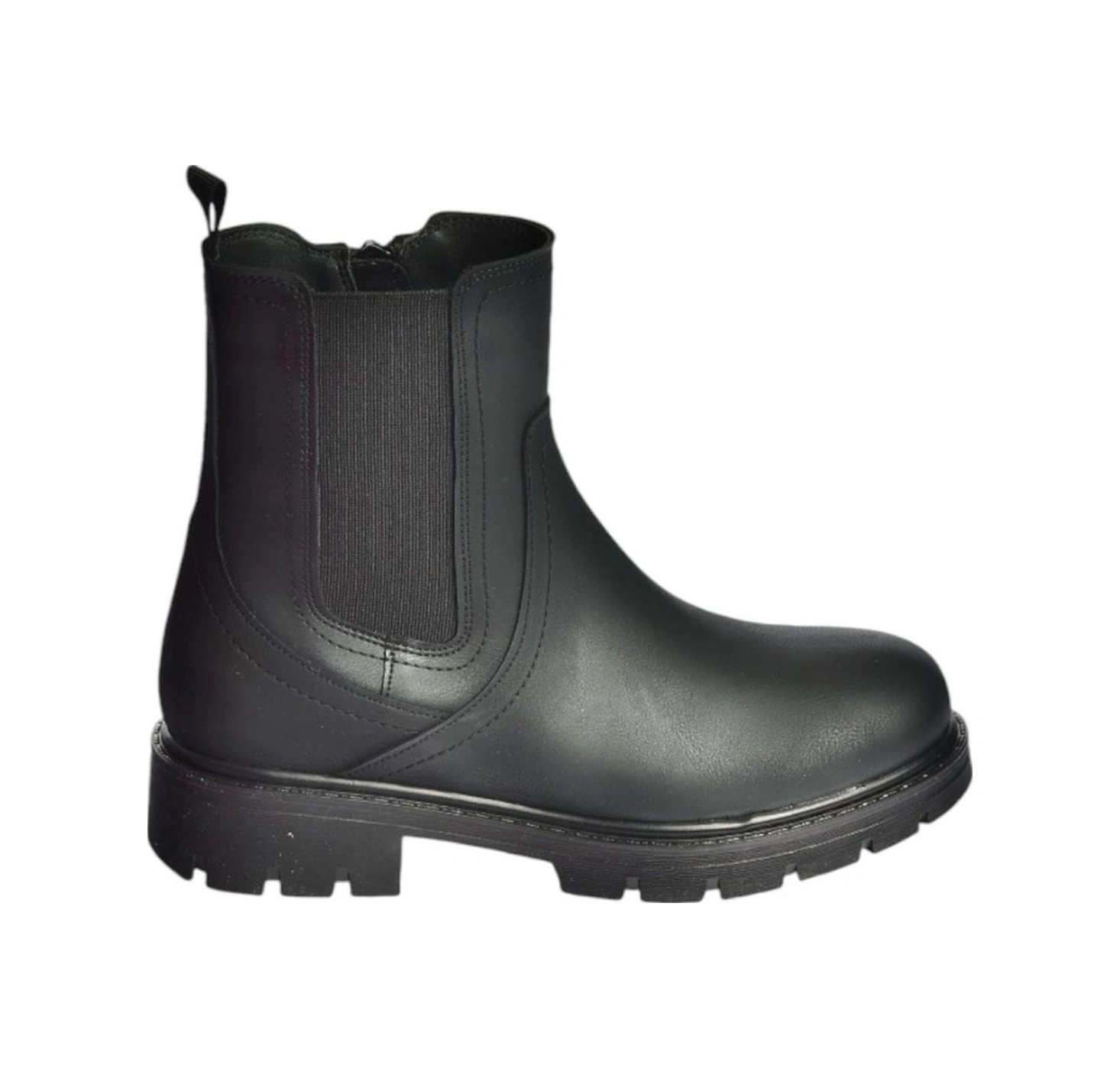 Fox Shoes V674420509 Siyah Kalın Tabanlı Lastik Detaylı Kadın Bot Siyah-Suni Deri