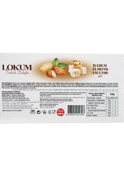 Elvan Bademli Lokum 450 Gr. ( 1 Paket)