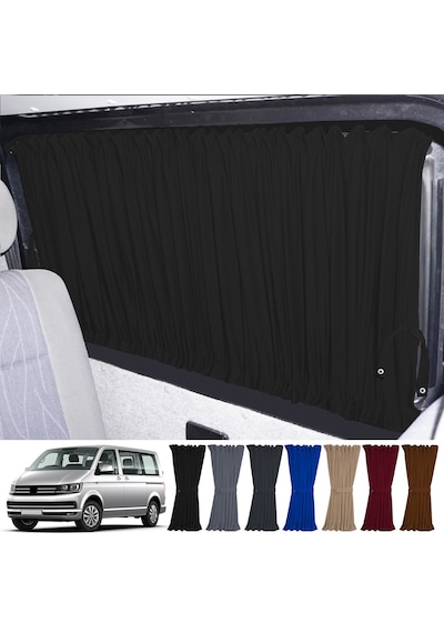 Pandami Volkswagen Transporter Caravelle T5/t6/t7 Uzun Şase 2003-2022 Uyumlu Siyah Raylı Oto Perde Takımı