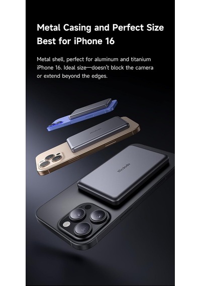 Mc-4641 20w 5000mah Metal Ultra İnce Kablosuz Powerbank Siyah