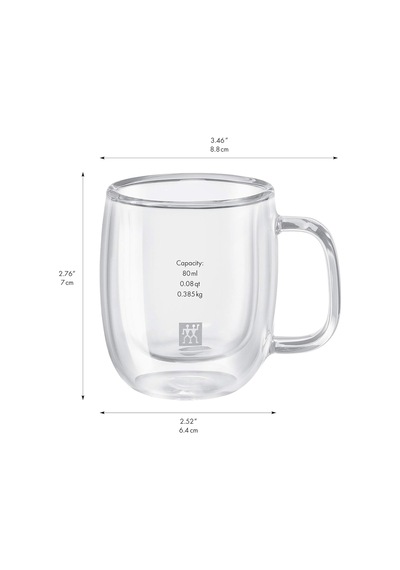 Zwilling Sorrento Çift Camlı Kulplu 2'li Espresso Bardak Seti, 80 Ml Sku: Smg8690010151247 Açık-ahşap