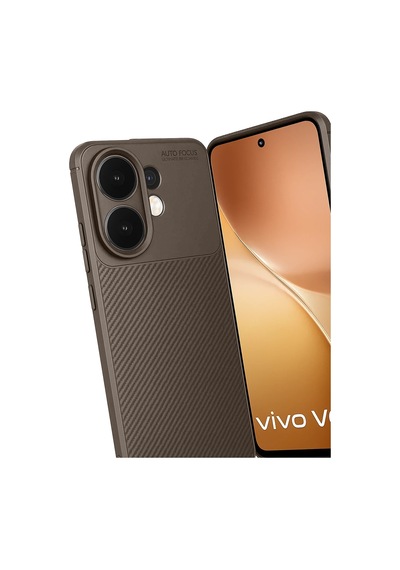 Cosmotex Newface Vivo V60 5g Auto Focus Karbon Kapak - Kahverengi