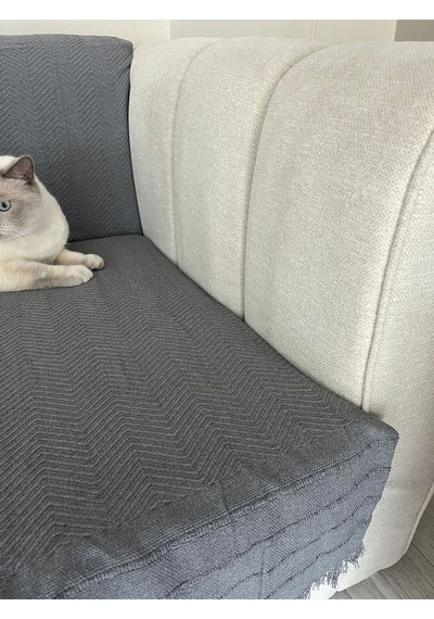 Koltuk Örtüsü Balıksırtı Desenli Gri