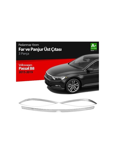 Vw Passat B8-b8.5 Far Üstü Çıta Kromu 3 Parça P.çelik