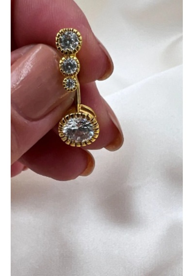 Bb Üç Taş Göbek Piercing Altın