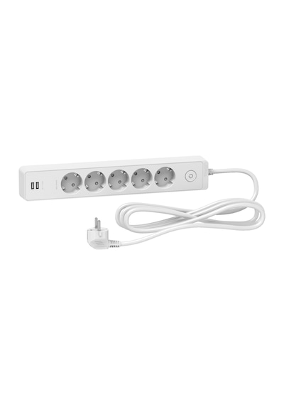 Schneider Electric Unica ST945U3W 5'li Topraklı Grup Priz & 2 USB Prizli 3 M Beyaz