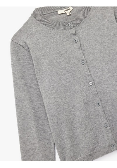 Koton Regular Fit Uzun Kollu Bisiklet Yaka Triko Hırka Gri 6wak90045ht Gri
