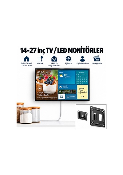 Powermaster Pm-26408 14-27 İnç Tv Led Monitör Duvar Askı Aparatı 15 Kg Taşıma Kapasiteli 114x114mm Gri Powermaster Pm-26408 14-27 İnç Tv Led Monitör Duvar Askı Aparatı 15 Kg Taşıma Kapasiteli 114x114mm Gri