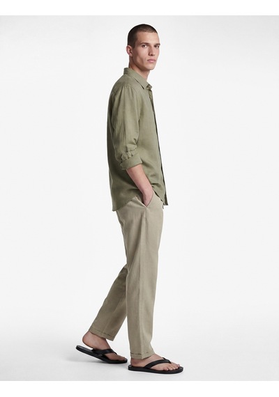 Koton Slim Fit Keten Karışımlı Cepli Beli Lastikli Bağcıklı Pantolon Gri 6sam40169hw