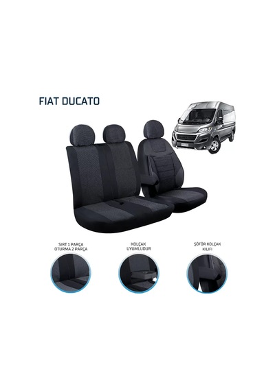 Fiat Ducato 2+1 Ön Koltuk Kılıf Seti Siyah